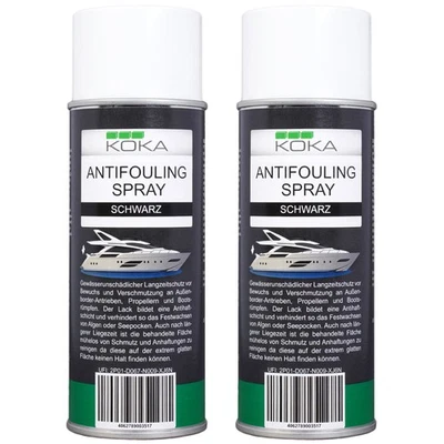 2x KOKA Antifouling Spray Schwarz Bewuchs-Schutz Boot Rumpf Antrieb Propeller