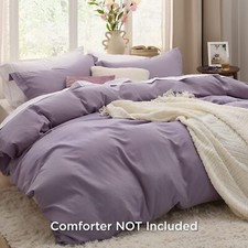 Grayish Purple Duvet Cover Queen Size - Soft Prewashed Duvet Cover Set, 3 Pieces
