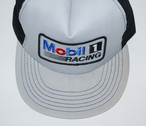 Mobil 1 Racing Trucker Hat Adjustable One Size Fits All Mesh Back Black Gray - Picture 3 of 11