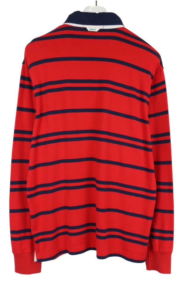 Moletom GANT masculino XL rugby polo gola pulôver listra vermelha - Imagem 2 de 4