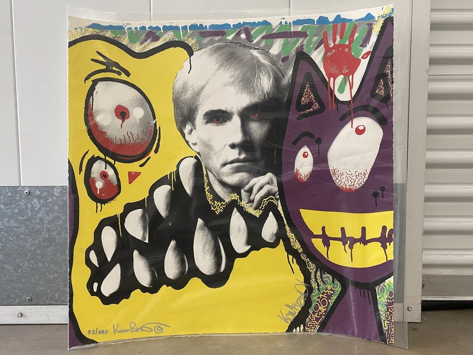 🔥 RARO Arte Pop Callejero Moderno ANDY WARHOL Chris Brown Litografía Firmada, BYSTEDT Foto 2 de 4