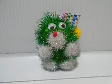 HANDMADE SPARKLE POM POM BEAR GOOGLE EYES 2.5" ORNAMENT UNRANDED (CB431)