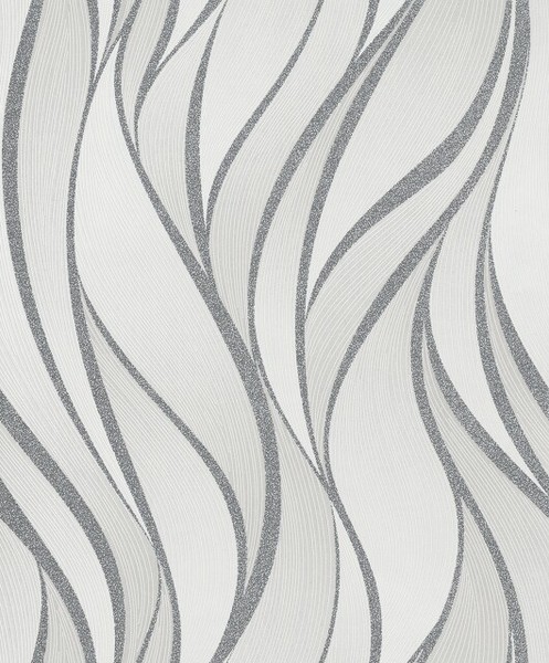 Tapete Vlies Grafisch Wellen Weiß Grau Glanz Novamur Hailey 82233 (3,24€/1Qm)-image