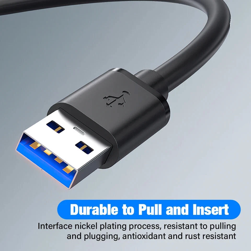 USB 3.0 A Male to A Cable Lot Data Transfer Super Speed Power Charger Metal 3FT - Image 3 of 4