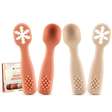 Silicone Baby Spoons First Stage Baby Feeding Spoons Stage 1 and Stage 2-4pcs (S