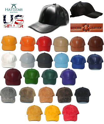 Genuine Leather Adjustable Solid USA Baseball Cap Hat Distressed Suede Leather