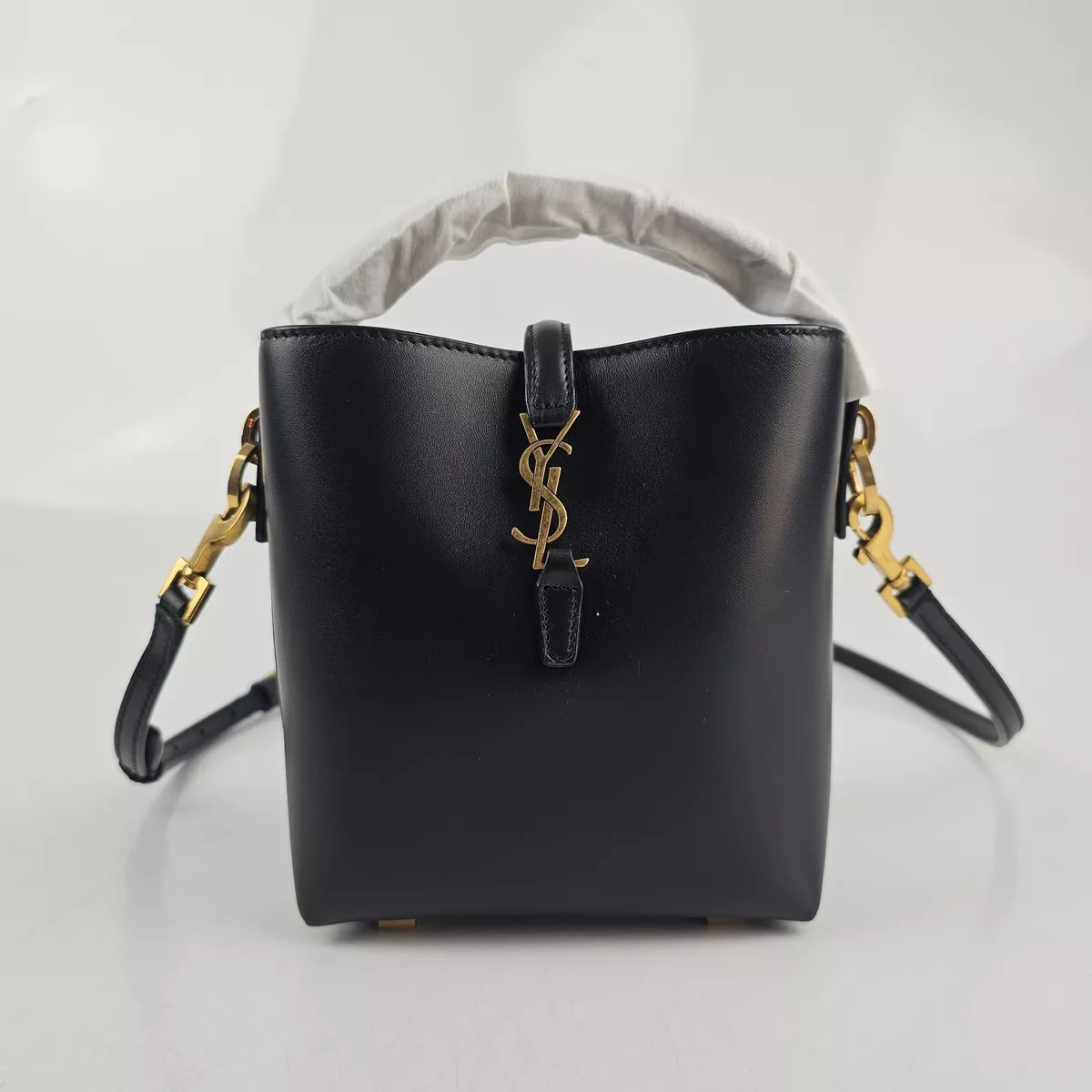 Saint Laurent Le 37 Mini Leather Bucket Bag in Black