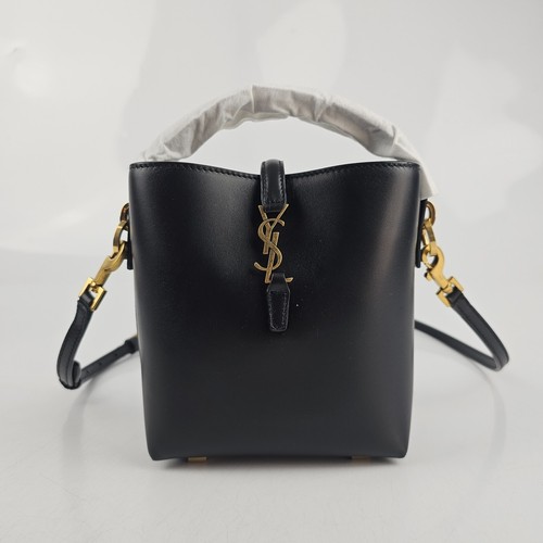 SAINT LAURENT Le 37 Mini $2300 Black Leather bucket Bag New & Authentic