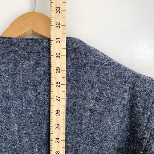 VINTAGE Irish Donegal Tweed Wool Jacket Mens 40” Blue Mix Collarless Blazer - Picture 11 of 12
