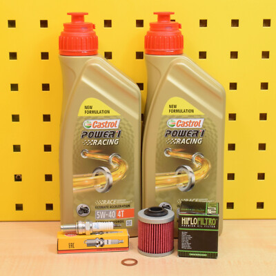 Can-Am DS 450 08-15 Ölwechselset Öl Ölfilter Zündkerze Castrol Power 1 Rac. 5w40