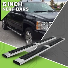 Chrome 6" Side Step Nerf Bar fit 2007-2019 Silverado/Sierra 1500/2500HD Ext Cab