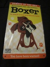 Decorative Metal Sign Dog Sign Beware of the Dog Boxer 5" x 9"