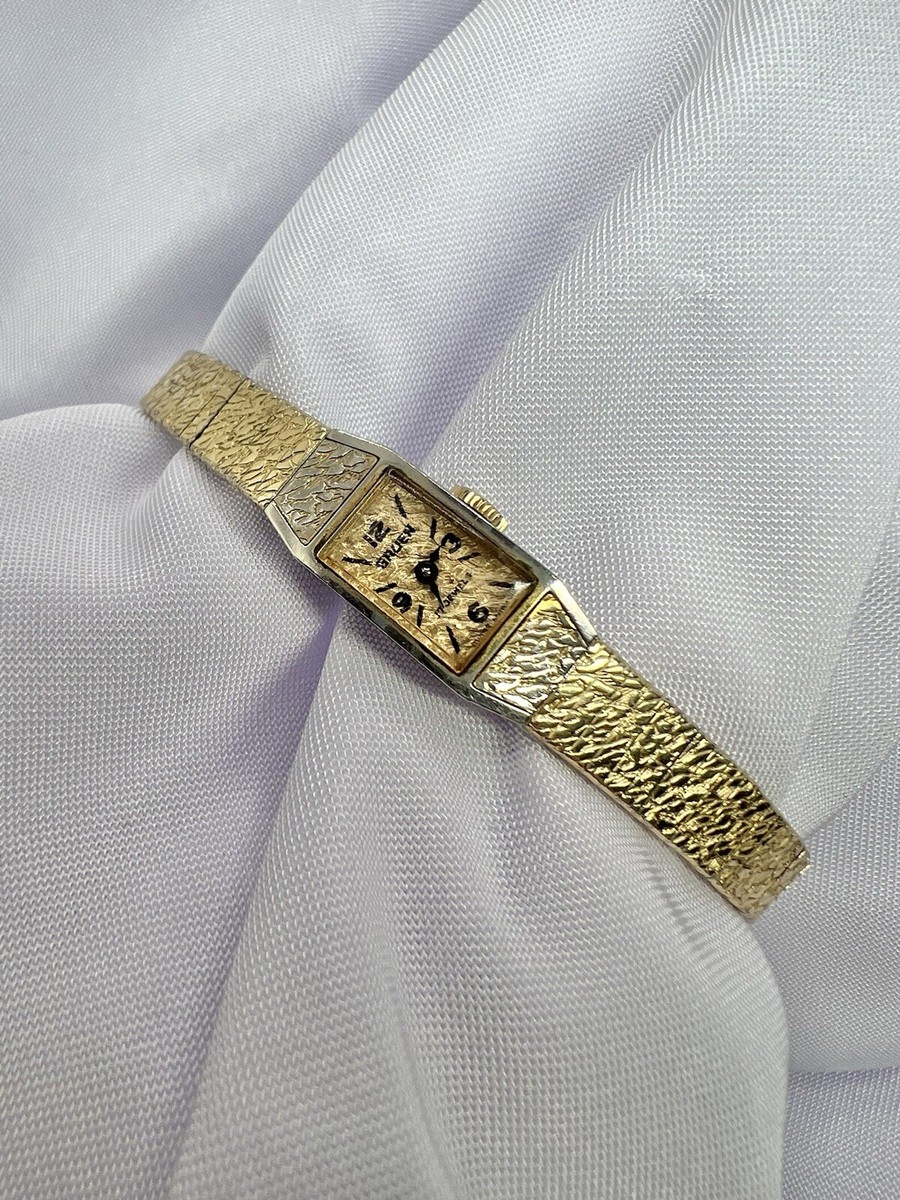 34 Elegant Gold 17 Jeweled Rectangle Bracelet Wristwatch Gold Plated Band Rectangle Wristwatches with 17 Jewels for  main image 3