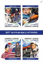 NASA 60th Anniversary Astronauts/JFK Kennedy Space Stamp Sheet 2018 Sierra Leone