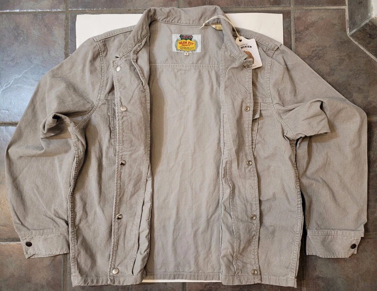 Levis Vintage 1960s Slim Fit Grey Corduroy Big E Jacket Mens Sz XL RARE