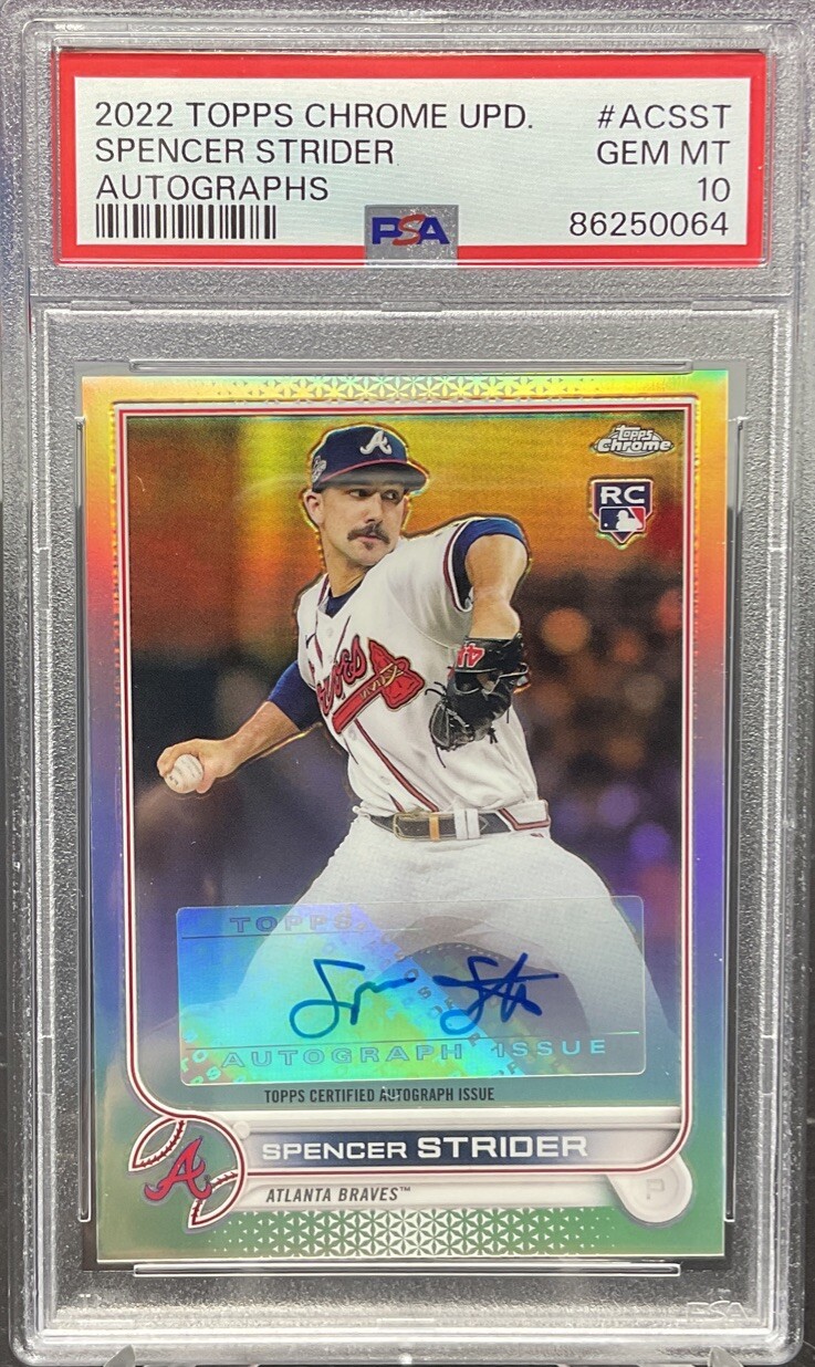 2022 Topps Chrome Update Spencer Strider Rookie Refractor Auto PSA 10 Braves
