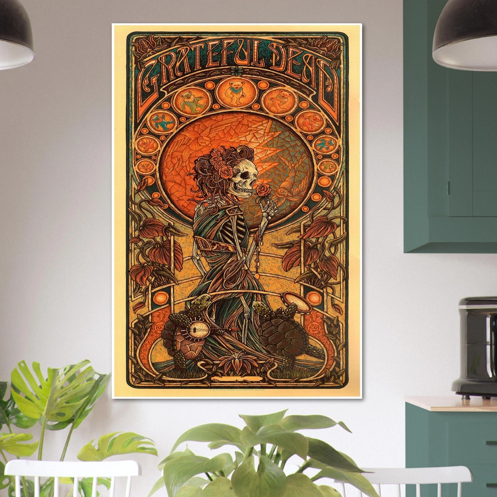 Grateful Dead Astrology Bears Skeleton and Roses Poster