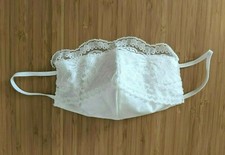 White Lace Glittery Face Mask Washable Adjustable Wedding Bridal Formal Party
