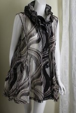 Nwt Damee Sz Xl Brown Lagenlook Artsy Lily Wire Collar Funky Fun Vest Jacket