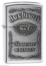 Zippo Polished Chrome Lighter With Pewter Jack Daniels Emblem, 250JD.427  NIB