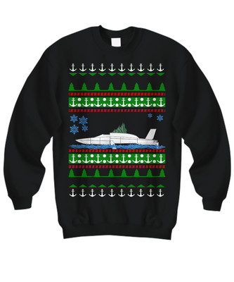 Hydroplane Boat Ugly Christmas Sweater Jumper - Sweatshirt
