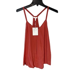NEW Joie Dylon 100% Silk Tank Camisole Top Coral Womens XS Orange Sleeveless