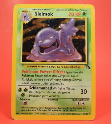 muk pokemon card value 13 62 Holo Rare 13/62 Fossil Unlimited, 1999, Wizards, TCG  or Paralyzed Muk [1999-2000] #28 Prices |