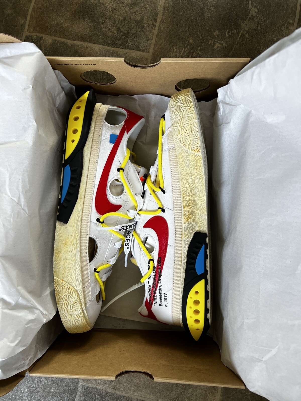 OFF WHITE X NIKE BLAZER BASSO BIANCO UK 10 NUOVO ✅