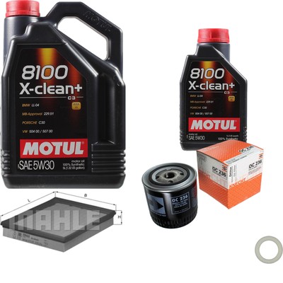 MAHLE Inspektionspaket 6 L Motul 8100 X-clean+ 5W-30 für Ford Scorpio I 2.0i