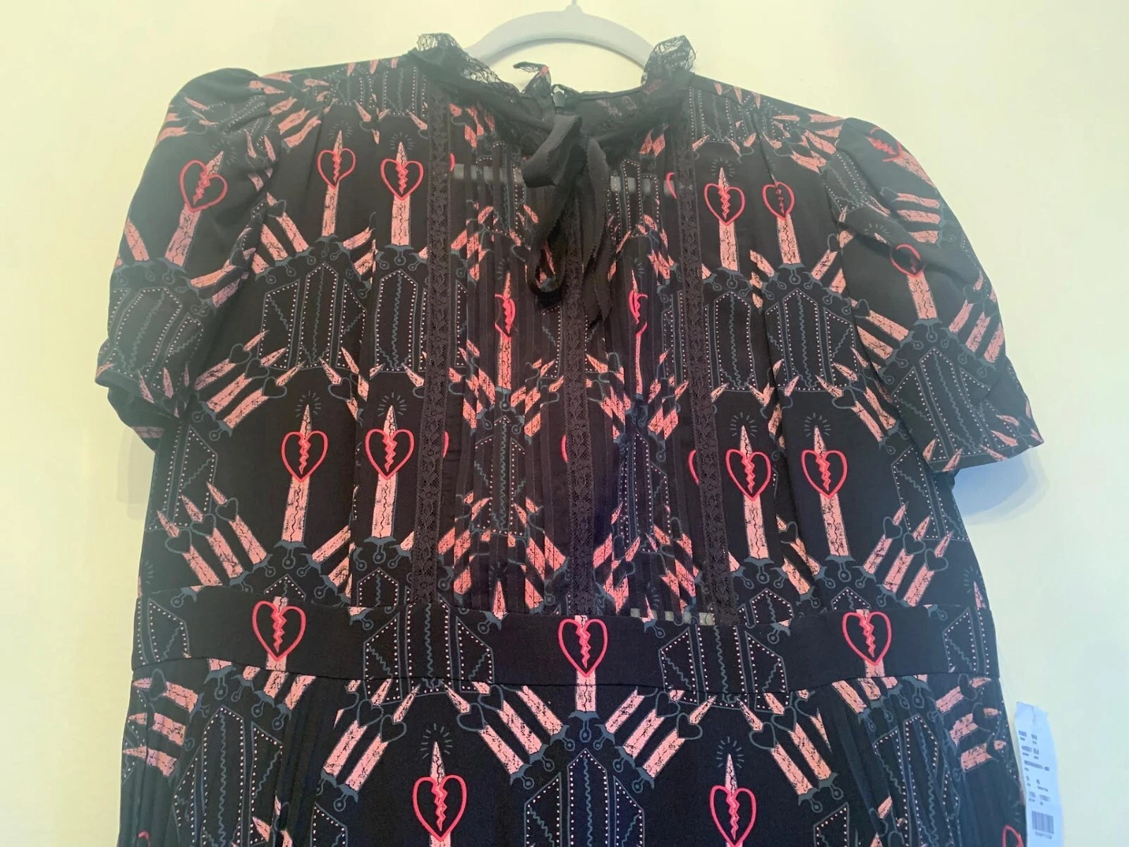 $2.950 ABITO VALENTINO LOVE BLADE CUORE TAGLIA US 10 IT 46 SETA SS MANICHE AUTENTICO