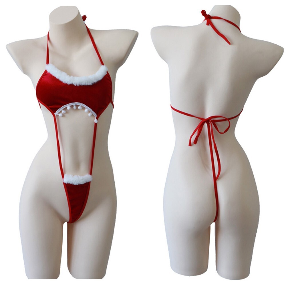 Red Hollow Body Suit for Women Featuring Lace Up and Thin Straps Design