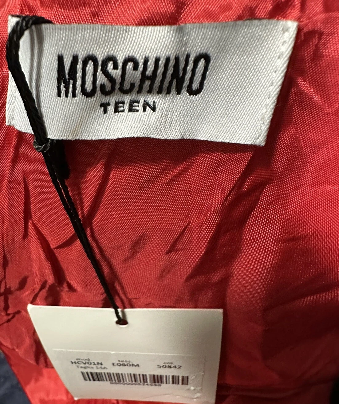 Abito Moschino bambina rosso con logo Teddy taglia 14A