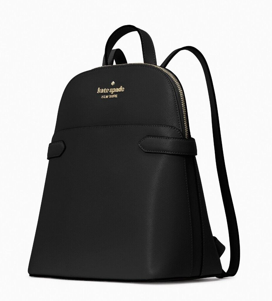 New Kate Spade Staci Saffiano Leather Dome Backpack Black eBay