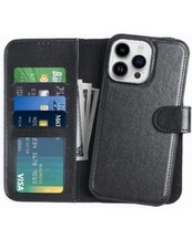 iPhone 14 Pro 6.1" Wallet Case,Detachable Flip Folio Cover RFID Blocking - Black