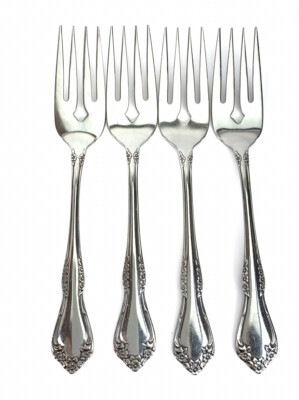 4 Oneida Mansfield Wm A Rogers Deluxe Stainless Frosted Salad Forks