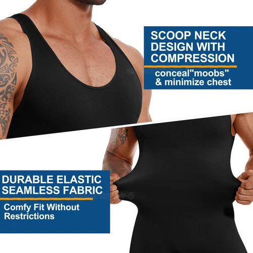 Herren Schlankheitsunterwäsche Bauchkontrolle Body Shaper Hi-Kompression Skinny Body - Bild 9 von 26