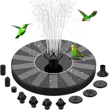 Solar Bird Bath Fountain - 1.4W Solar Fountain pump with 10 Nozzle, 4 Fixer