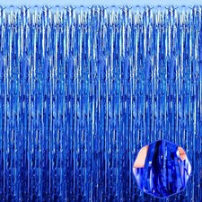 6 Pack Blue Foil Fringe Curtain Backdrop 3.28Ft x 8.2Ft Metallic Tinsel Foil ...