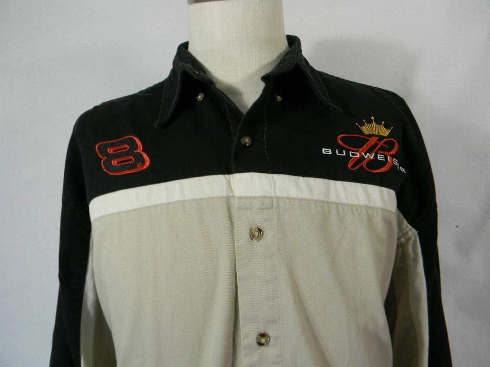 Dale Earnhardt JR. Camisa Hombre XL Extra Grande Manga Larga Tostada Negra NASCAR Foto 2 de 4