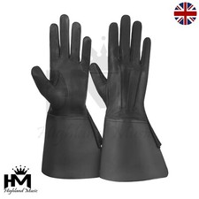 Men's Leather Gauntlet Gloves Long Cuff Style for Drummer Piper
