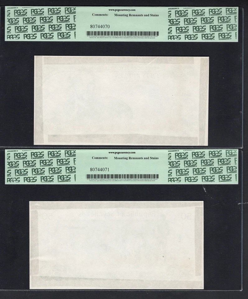 Seychelles Face & Back 50 Rupees ND(1977) P21p "Proof" Uncirculated Grade 63 - Image 2 of 2