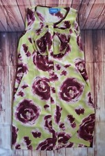 SIMPLY VERA WANG Women's LIME Green PINK ROSE Print FLORAL DRESS Chiffon a8