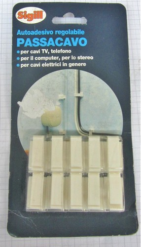 10 Passacavo a Clip per Cavo cavi fili Tv Telefono Elettrici Autoadesivo Bianco - Zdjęcie 4 z 5