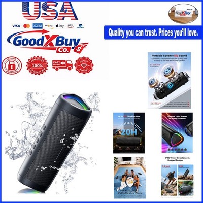 Waterproof Portable Bluetooth Speaker 20H Play TWS Pairing BT5.3 Black