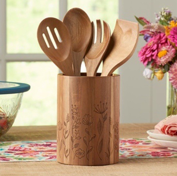 Princess House Wildflower 5-Pc Wooden Tool Set 10105 &10106 for