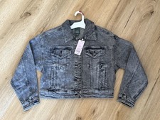 NWT Wild Fable Grey Oversized Cropped Denim Jacket Size XS