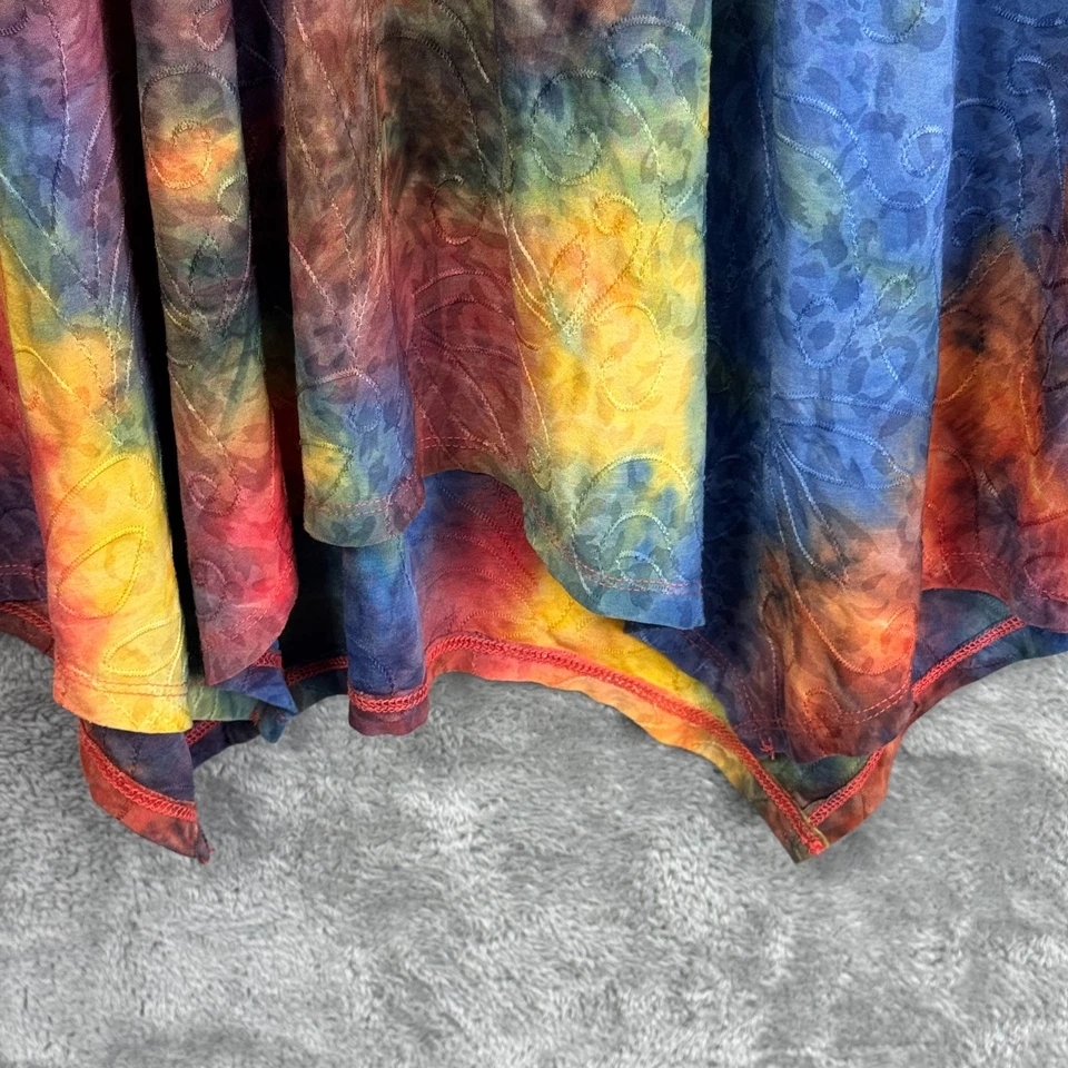 Top túnica asimétrica bordada tie-dye plisada New Directions XL Lagenlook Art Foto 4 de 4