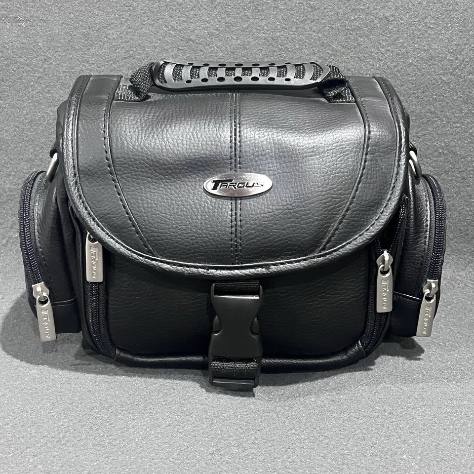 NUEVO SIN ETIQUETAS - Bolso de hombro Targus de cuero negro para cámara de viaje con correa - Multi bolsillo Foto 2 de 4