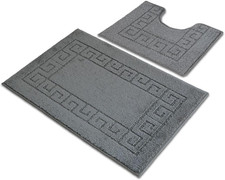 Image of Greek Key Pattern Bath Mats 2 Piece Sets Non Slip Bathroom Mat, Soft Washable Ru