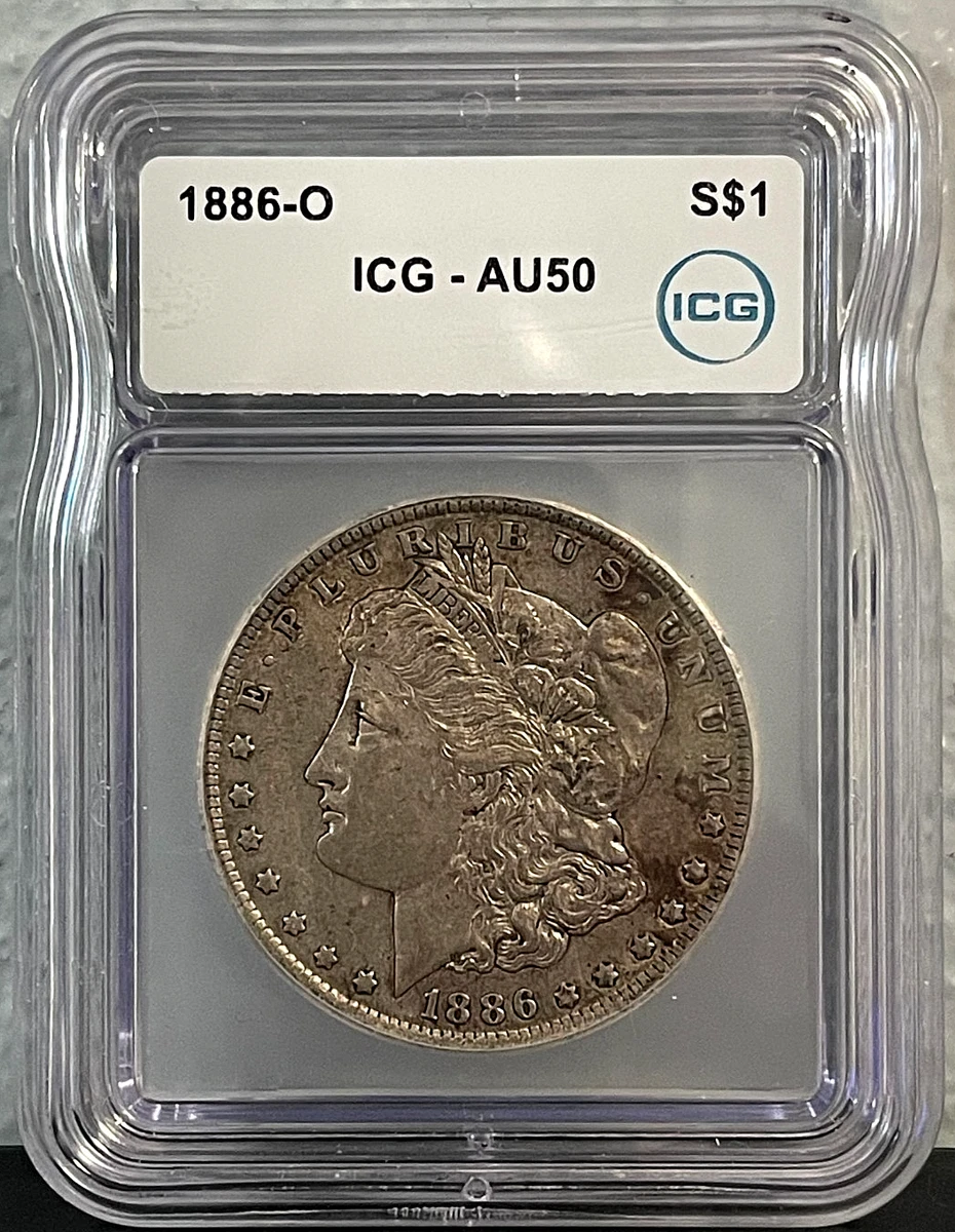 Silver AU 50 Graded 1886 Year Morgan US Dollars (1878-1921) for